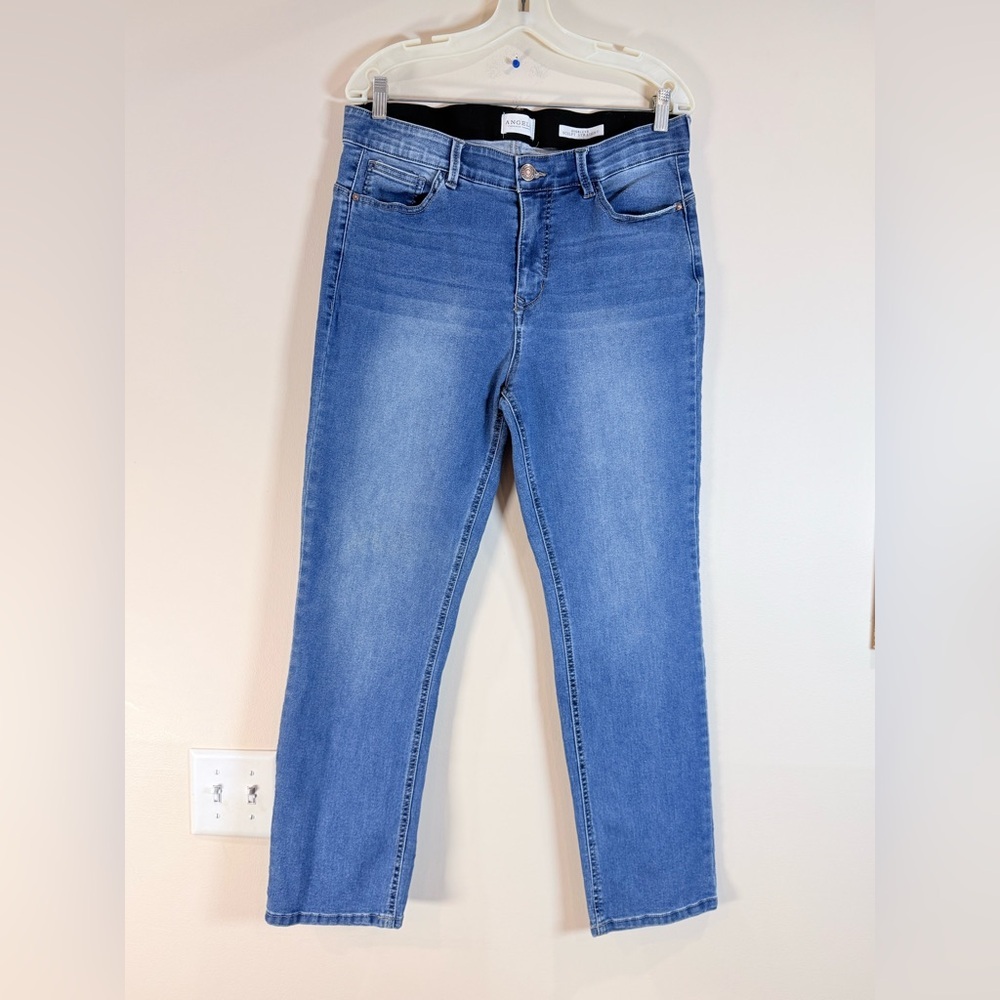 🔥Angel forever Young Women's Mid Blue Straight-Leg Jeans Size 14 EUC🔥